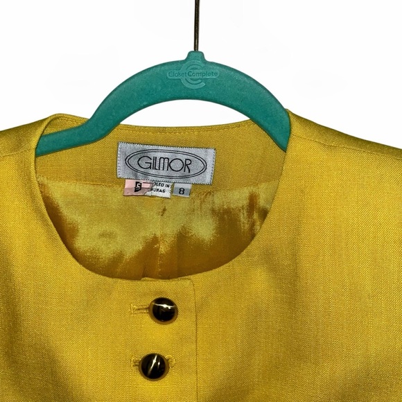 Vintage Gilmor Yellow Pencil Skirt Jacket Blazer Suit Set 8 retro 80s 90s - Picture 3 of 10